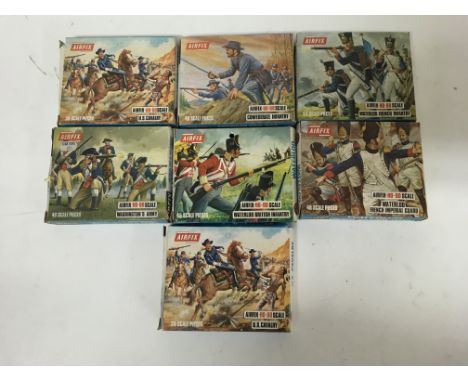 A collection of 7 boxed Airfix " OO " and " HO " scale figure sets including Waterloo and The American Civil War