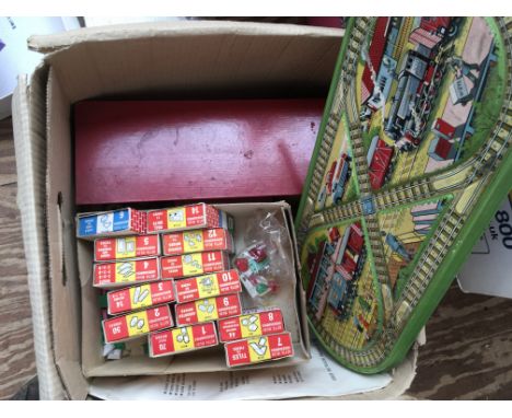 A box of vintage toys including Betta build