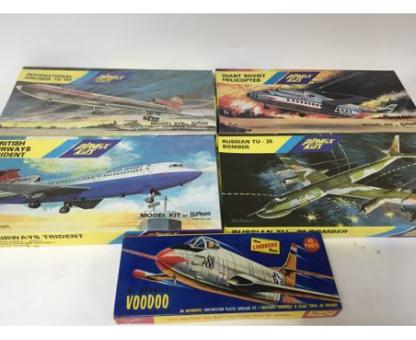 A collection of Playfix aircraft model kits plus a model kit of Mcdonell F88 Voodoo