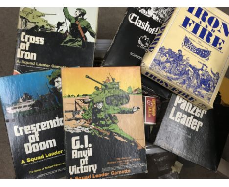A collection of boxed Campaign war games including Panzer Leader, GI Anvil of Victory, Creschendo of Doom, Cross of Iron, 8th