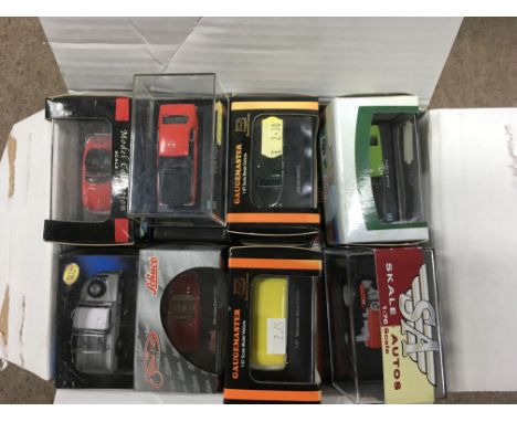 A collection of boxed diecast 1/87 HO/OO scale vehicles including cars and commercial, makers include Schuco, Hornby, Corgi T