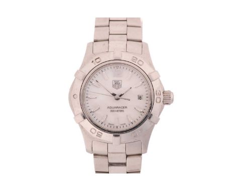 A Tag Heuer Aquaracer 300 meters lady's wristwatch, with a Swiss-made quartz movement in a steel case measuring 26mm with a w