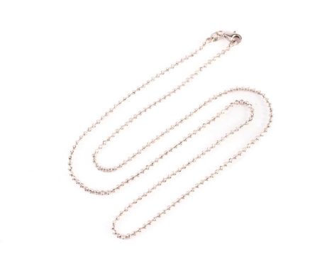A faceted ball bead chain necklace, each link has a bur-like contour pattern, finished with a lobster clasp, white metal mark