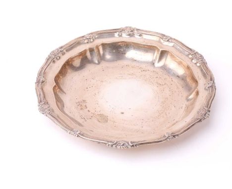 A Victorian silver pie-crust shaped dish, by Garrards, with scroll cast edge, London 1842, maker's mark for R &amp; S Garrard