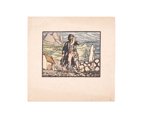 Jack Butler Yeats RHA (1871- 1957) The New Ballad, c.1915, hand coloured Cuala Press Print, image 12.3cm x 15.6cm, A private 