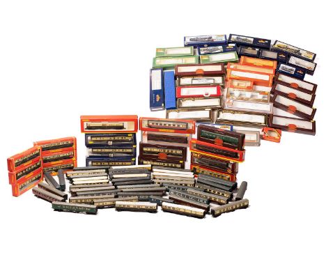 A large collection of boxed and loose model railway carriages, to inlcude examples by Hornby, Lima,Airfix and others, togethe