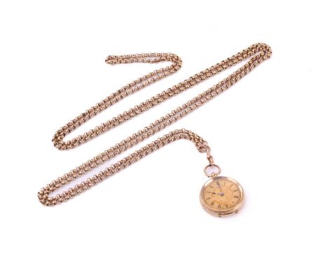 A James Grant of Leeds open-face pocket fob watch, featuring a key-wound movement in a yellow metal case stamped 14k measurin