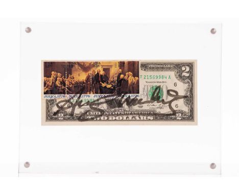 Andy Warhol (1928-1987), a Two Dollar bill, 1976, hand signed by the artist in black marker, Serial number: F21569984A, with 