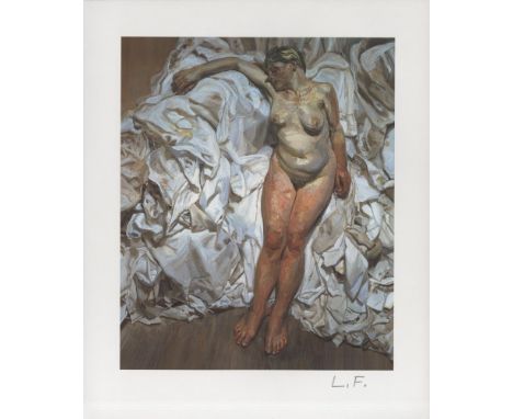 Lucian Freud (German/English, 1922-2011). "Standing by the Rags". Color offset lithograph. 1988-89. Printed 1996. Signed in p