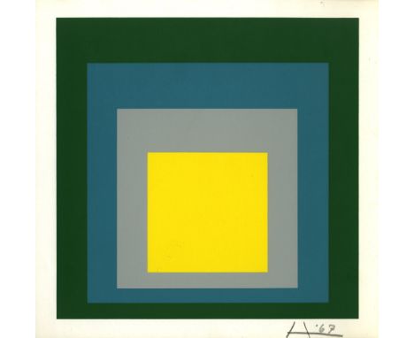 Josef Albers (German/American, 1888 - 1976). "Park: Homage to the Square [miniature edition]". Original color silkscreen. 196