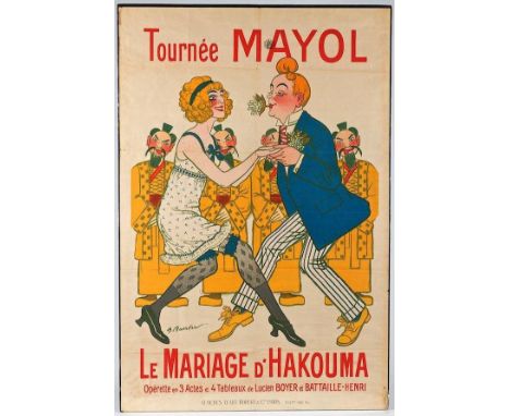 Adrien Barrere (French, 1877-1931). "Tournee Mayol/Le Mariage d'Hakouma [Robert &amp; Cie., Paris]". Original vintage color l