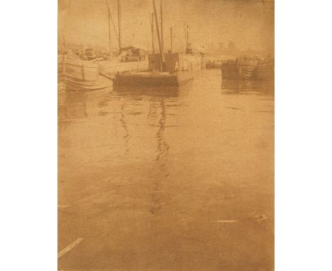 William Gordon Shields (Canadian/American, 1883 - 1947). "Canal Boats of New Amsterdam [New York City Harbor]". Vintage gum b