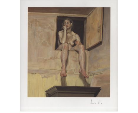 Lucian Freud (German/English, 1922-2011). "Girl Sitting in the Attic Doorway". Color offset lithograph. 1995. Printed 1996. S