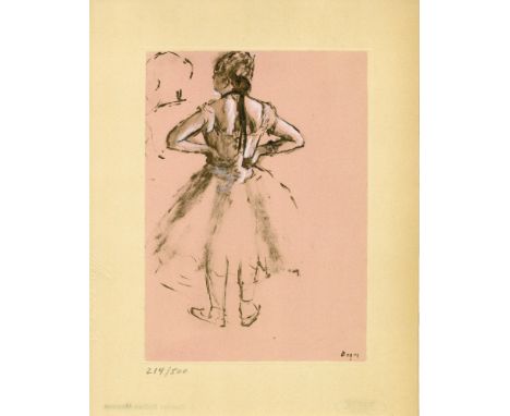 Edgar Degas (French, 1834 - 1917). "Danseuse, vue de dos, les mains sur les hanches". Original color gravure with pochoir, af