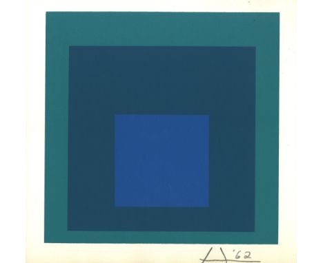 Josef Albers (German/American, 1888 - 1976). "Blue Reminding: Homage to the Square [miniature edition]". Original color silks