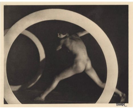 Frantisek Drtikol (Czech, 1883 - 1961). "Nu circulaire [Modernist nude study]". Original vintage photogravure. c1927. Printed