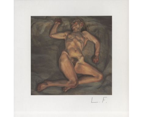Lucian Freud (German/English, 1922-2011). "Naked Girl Asleep II". Color offset lithograph. 1968. Printed 1996. Signed in penc