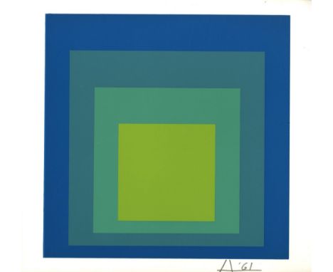Josef Albers (German/American, 1888 - 1976). "Tremolo: Homage to the Square [miniature edition]". Original color silkscreen. 