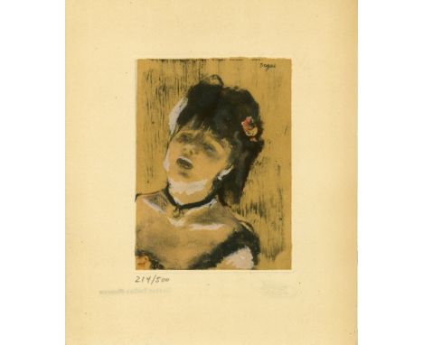 Edgar Degas (French, 1834 - 1917). "Chanteuse du café-concert". Original color gravure with pochoir, after the monotype. c187