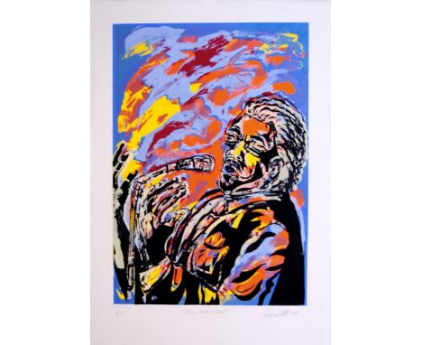 Curlee Raven Holton (American, b.1951). "Blues State of Mind". Color silkscreen. 2004. Signed and numbered in pencil, lower m