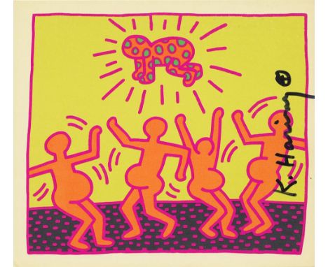 Keith Haring (American, 1958 - 1990). "Fertility Suite #1". Original offset lithograph. 1983. Printed 1983. Signed by Haring 