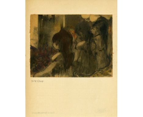 Edgar Degas (French, 1834 - 1917). "Trois filles assises de dos". Original color gravure with pochoir, after the monotype. 18