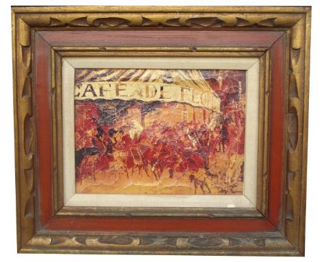 LeRoy Neiman (American, 1921-2012). "Café de Flore". Color silkscreen on canvas. c1965. Signed in the plate, lower right. Edi