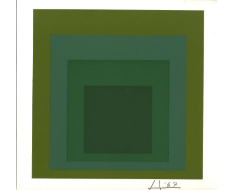 Josef Albers (German/American, 1888 - 1976). "Ebbed: Homage to the Square [miniature edition]". Original color silkscreen. 19