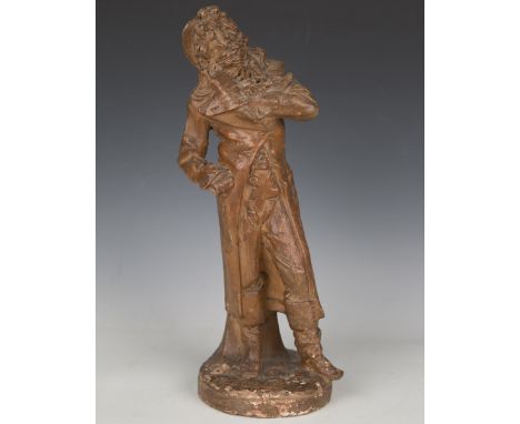 Louis-Gustave Cambier - a late 19th/early 20th century terracotta figure of a gentleman dressed in 18th century costume, cove