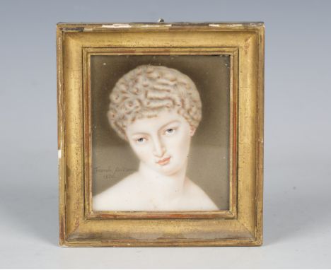 Franchi - a 19th century watercolour on ivory portrait miniature of a young lady, bearing signature and inscribed 'Fecit anno