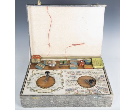 A mixed group of collectors' items, including a late 19th century French game, the box inscribed 'Studio Questionaire Electri
