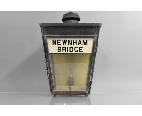 A Copper Railway Station Platform Lamp for Newnham Bridge, Formerly Oil but now Converted to Electricity, 32cms Wide, 51cms H