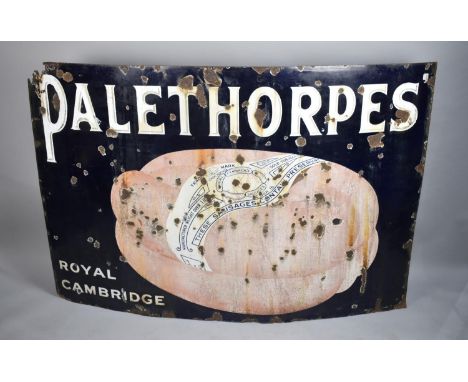 A Large Enamel Advertising Signed for Palethorps Royal Cambridge Sausages, 183x123cms 