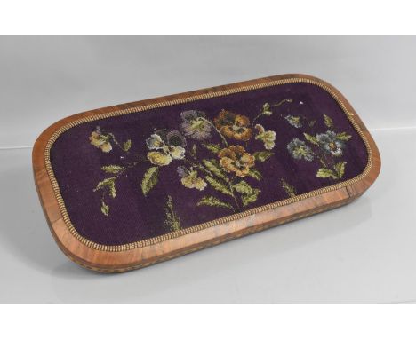 A Victorian Inlaid Walnut Stand with Beadwork Panel, 58x27cms