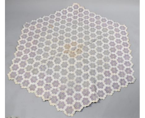 A Victorian Hexagonal Patchwork Panel, 160x148cms