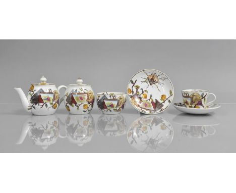 A Rare F.W Grove Staffordshire Pottery Victorian Childs Aesthetic Pomegranate Transfer Printed Tea Set Circa 1885-1889, to Co