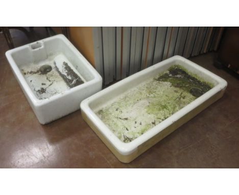 A Shallow white ceramic Belfast Sink and another