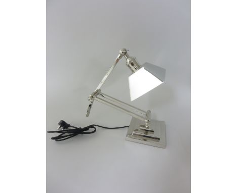 A plated Desk Lamp on stepped square base, fitted electricity