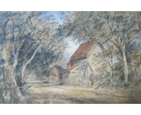 ATTRIBUTED TO EDMUND JOHN NIEMANN. A rustic scene with a boy standing at a road-side by a farmhouse, bears signature ‘Niemann