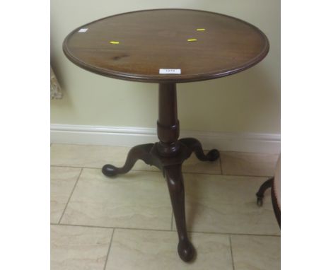 A Georgian mahogany Pillar Table with moulded top on baluster turned column and tripod base, 1ft 11in diam