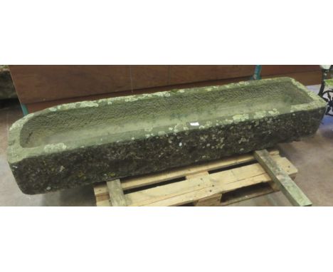 A 19th Century long Stone Trough with rounded ends, approx 6ft 2in x 1ft 4in