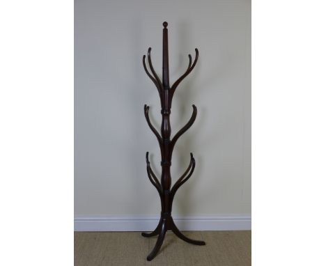 A 19th Century mahogany Hat and Coat Stand with baluster column and tripod base, 5ft 1in H