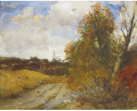 ROBERT BUCHAN NISBET. An Autumn day, signed, watercolour, unframed, 8 x 9 1/2 in;  a folio of unframed watercolour by various