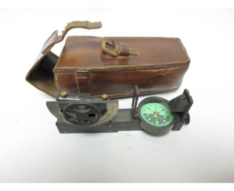 A Level and Compass by Negretti & Zambra, inscribed Major H Rowse Armstong (Of Hay Poison Fame) in leather case