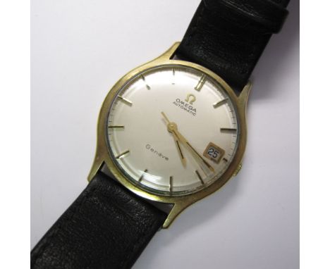 A Gentleman’s Omega Automatic Wristwatch, the silvered dial with hourly applied baton markers, sweep seconds hand and date ap