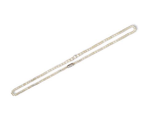 A single row graduated pearl necklace, 49cm long.Accompanied by report number 09879 dated 16th May 2014 from The Gem and Pear