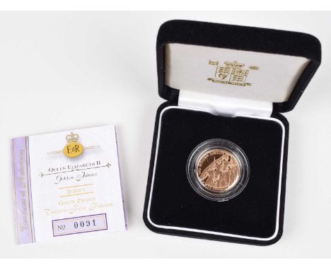 Queen Elizabeth II, Royal Mint, Twenty-Five Pounds, Jersey Gold Proof Coin, 2002, Golden Jubilee. Queen Elizabeth II, Royal M