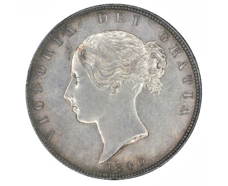 Queen Victoria, Halfcrown, 1840. Queen Victoria, Halfcrown, 1840, Type A3, Young head l. with two plain fillets binding hair,