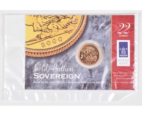 Elizabeth II, Gold Bullion Sovereign, 2000, Royal Mint. Elizabeth II, Gold Bullion Sovereign, 2000, Royal Mint, with obverse 