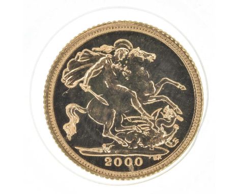 Queen Elizabeth II, Half-Sovereign, 2000, BU. Queen Elizabeth II, Half-Sovereign, 2000, Crowned head r. R. St. George and dra